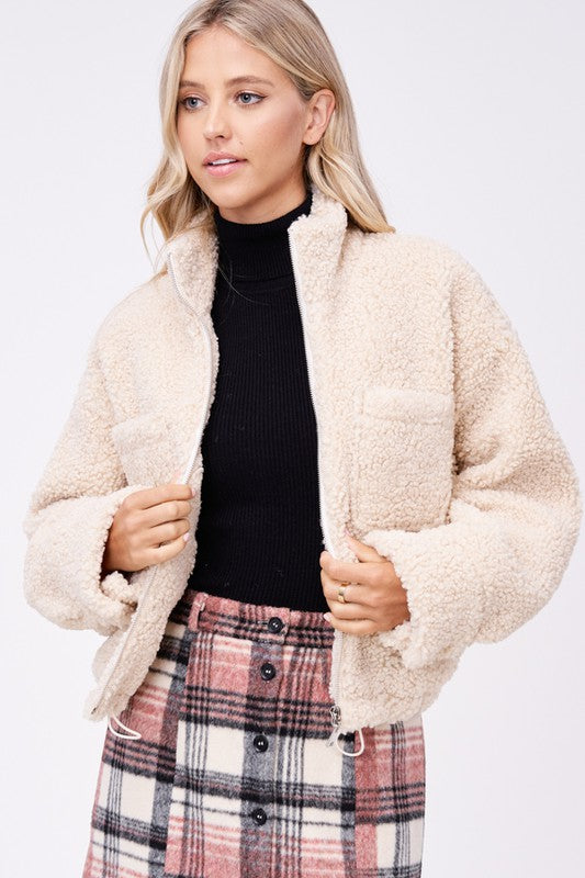 Sherpa Jacket With Front Pockets | Modern Boutique Fashion