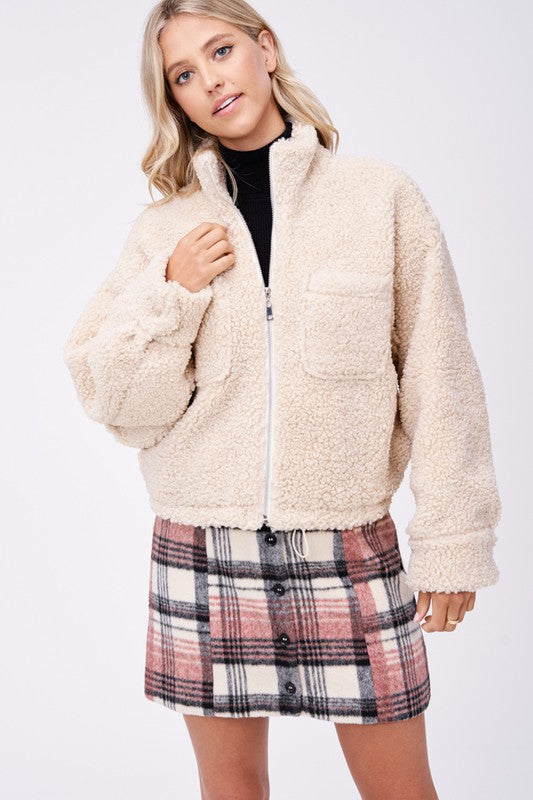 Sherpa Jacket With Front Pockets | Modern Boutique Fashion