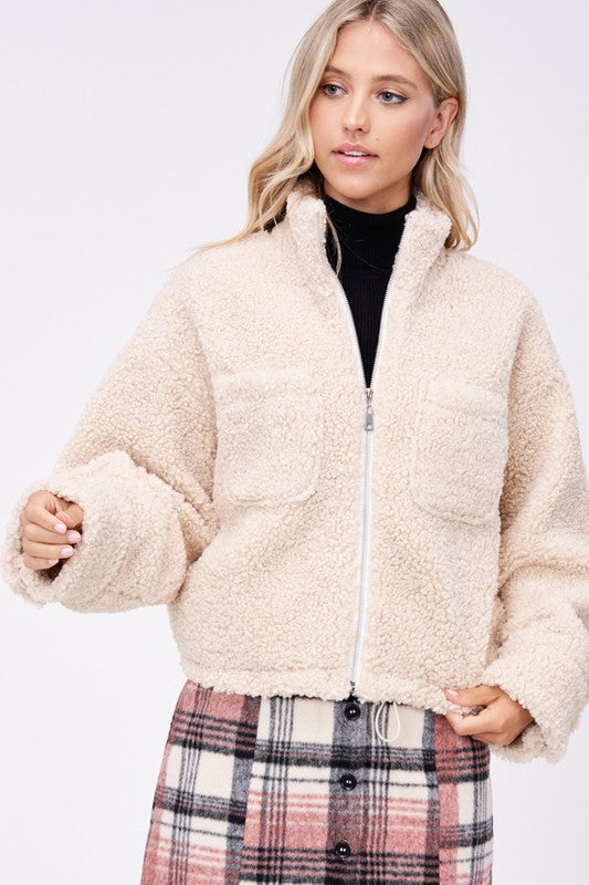 Sherpa Jacket With Front Pockets | Modern Boutique Fashion