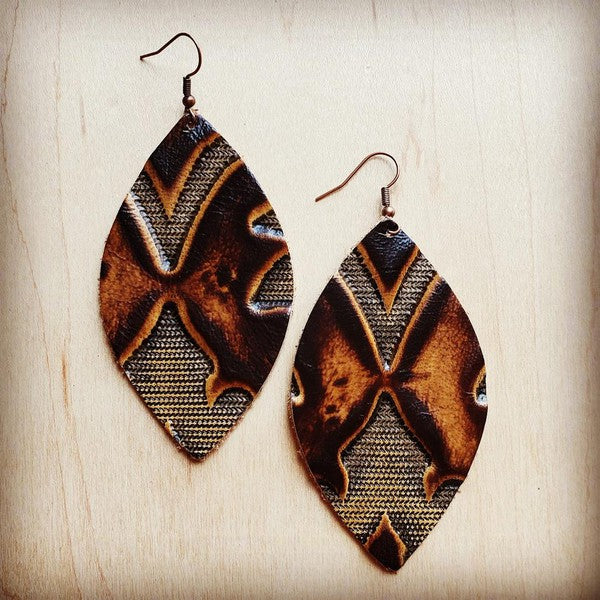 XX-LEATHER OVAL EARRING-BROWN LAREDO | MODERN EMPORIUM - Modern Emporium Boutique