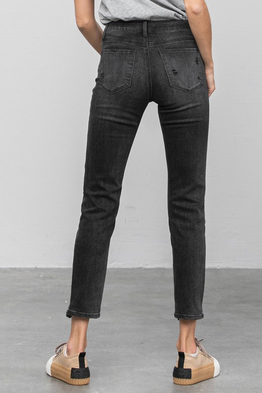 Mid Rise Distressed Straight Jeans | Modern Boutique Fashion