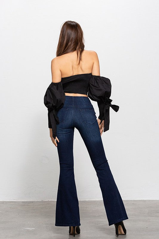 Mid-Rise Banded Wider Flare Jeans | Modern Boutique Fashion