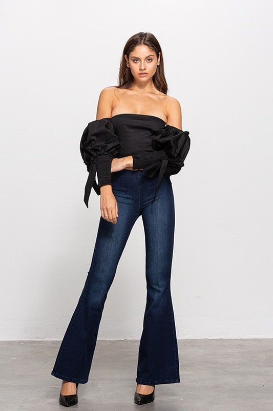 Mid-Rise Banded Wider Flare Jeans | Modern Boutique Fashion