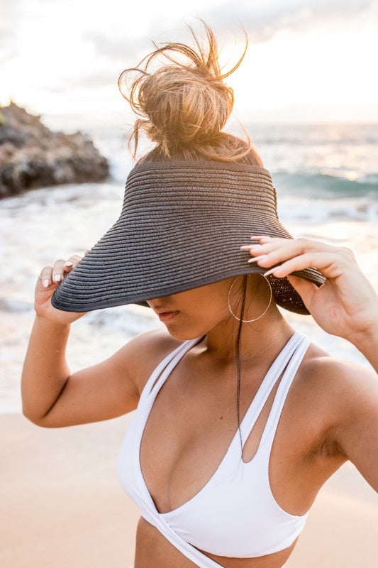 Foldable Wide Brim Bow Visor | Modern Boutique Fashion