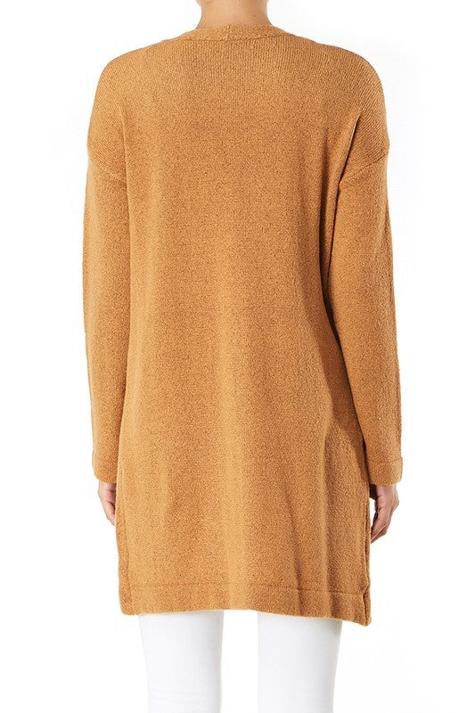 Cozy Elastic Loose Fit Sweater Cardigan W/Pockets | Modern Boutique Fashion