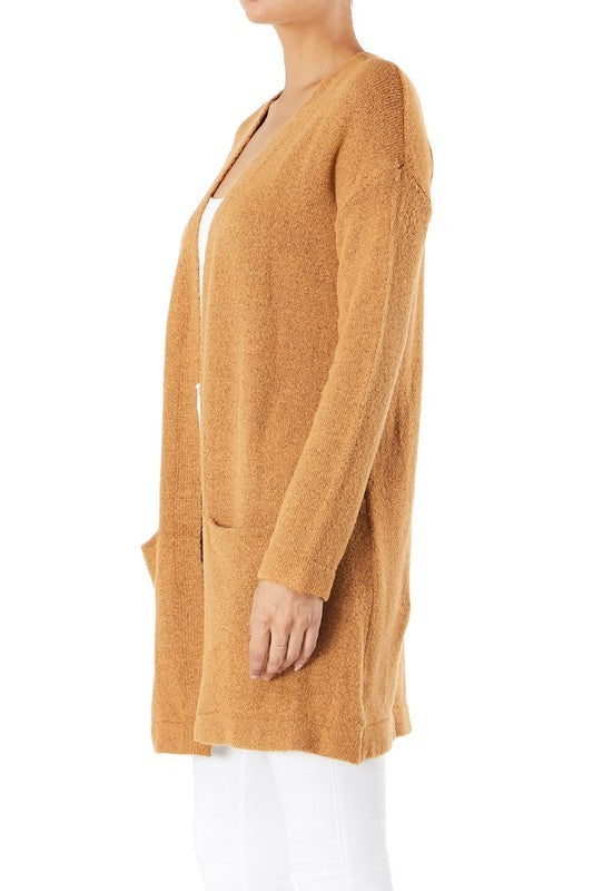 Cozy Elastic Loose Fit Sweater Cardigan W/Pockets | Modern Boutique Fashion