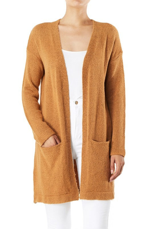 Cozy Elastic Loose Fit Sweater Cardigan W/Pockets | Modern Boutique Fashion