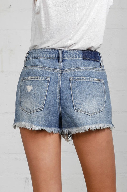 Frayed Hem Distressed Denim Shorts | Modern Boutique Fashion