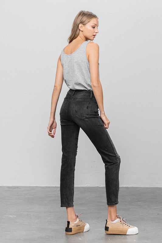 Mid Rise Distressed Straight Jeans | Modern Boutique Fashion
