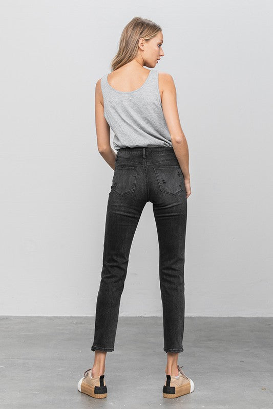 Mid Rise Distressed Straight Jeans | Modern Boutique Fashion
