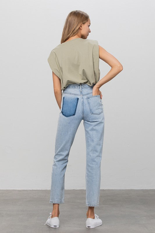 High Waist Ripped Tapered Jeans | Modern Boutique Fashion