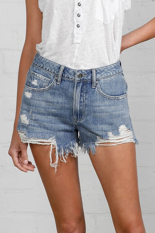 High Rise Destroyed Denim Shorts | Modern Boutique Fashion