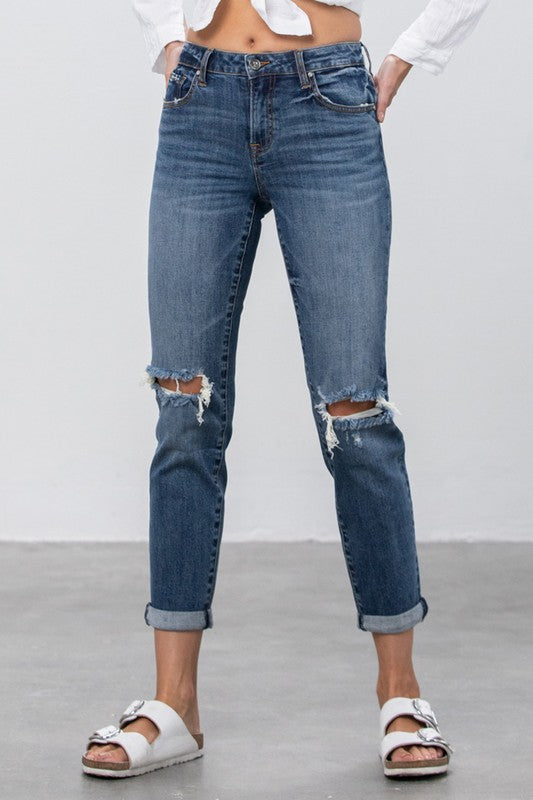 Ripped Boyfriend Jeans | Modern Boutique Fashion