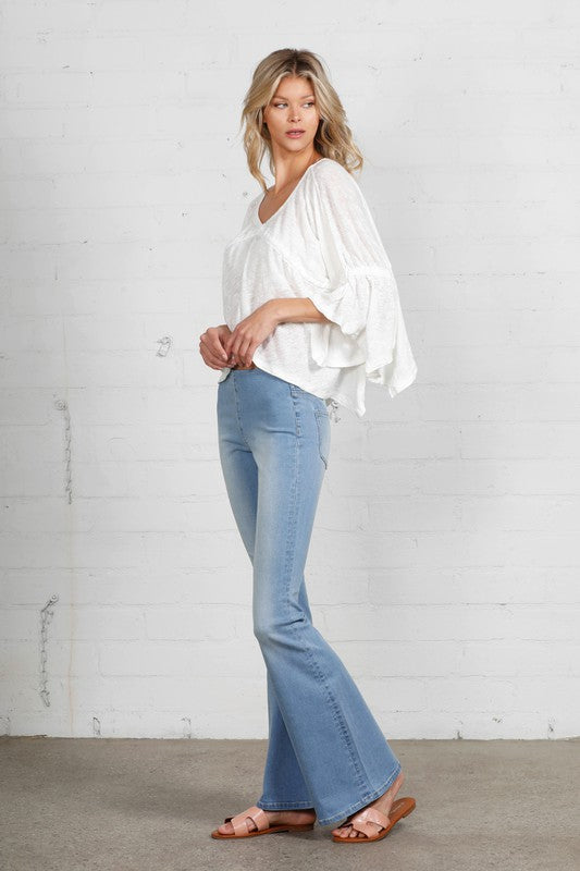 Mid Rise Banded Wide Flare Jeans | Modern Boutique Fashion