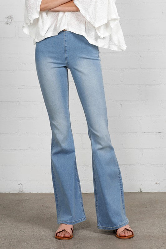 Mid Rise Banded Wide Flare Jeans | Modern Boutique Fashion
