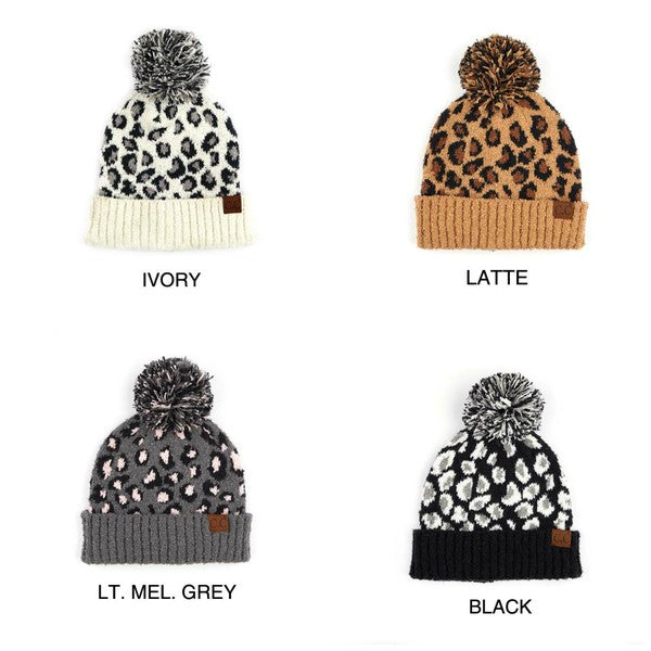 Cc Leopard Pom Beanie | Modern Boutique Fashion