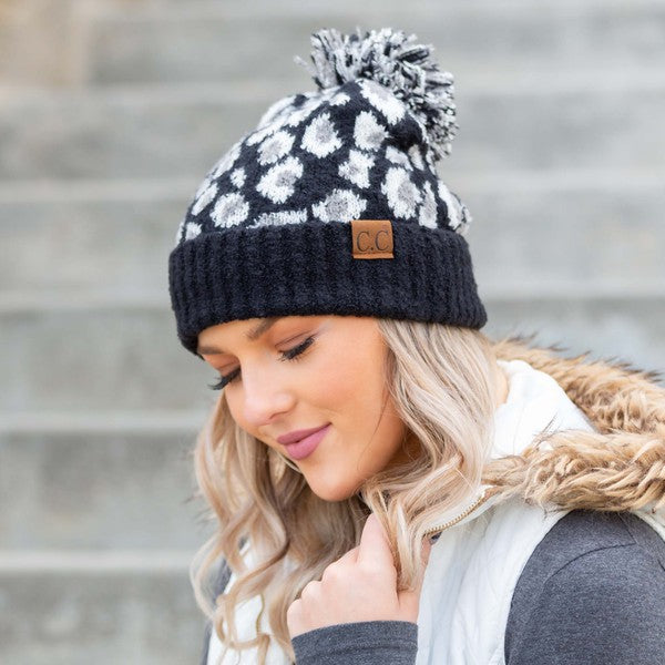 Cc Leopard Pom Beanie | Modern Boutique Fashion