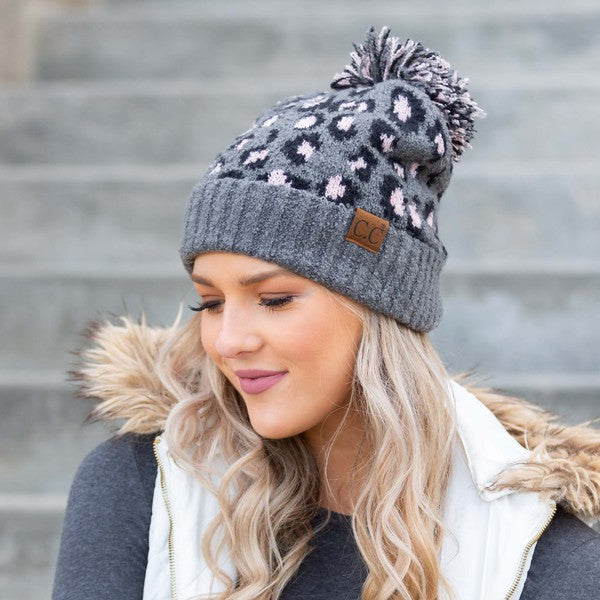 Cc Leopard Pom Beanie | Modern Boutique Fashion