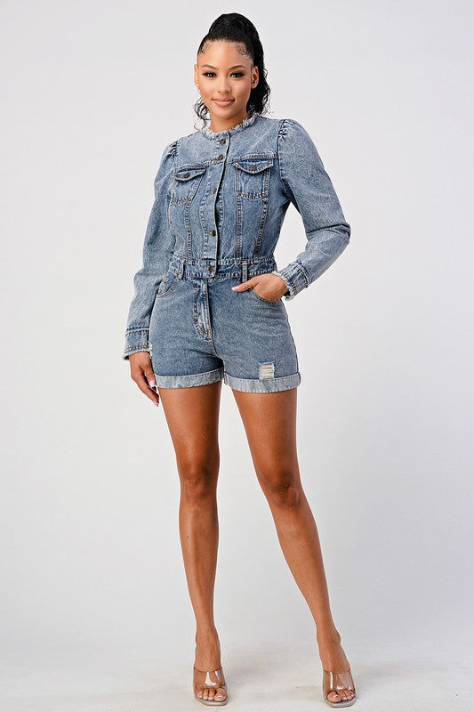 Long Sleeve Denim Romper | Modern Boutique Fashion