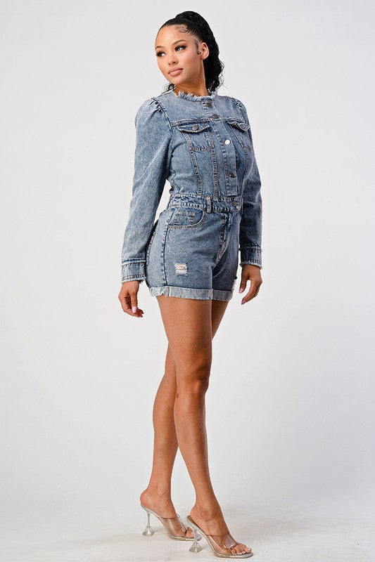 Long Sleeve Denim Romper | Modern Boutique Fashion