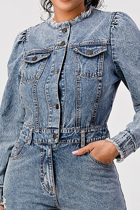 Long Sleeve Denim Romper | Modern Boutique Fashion