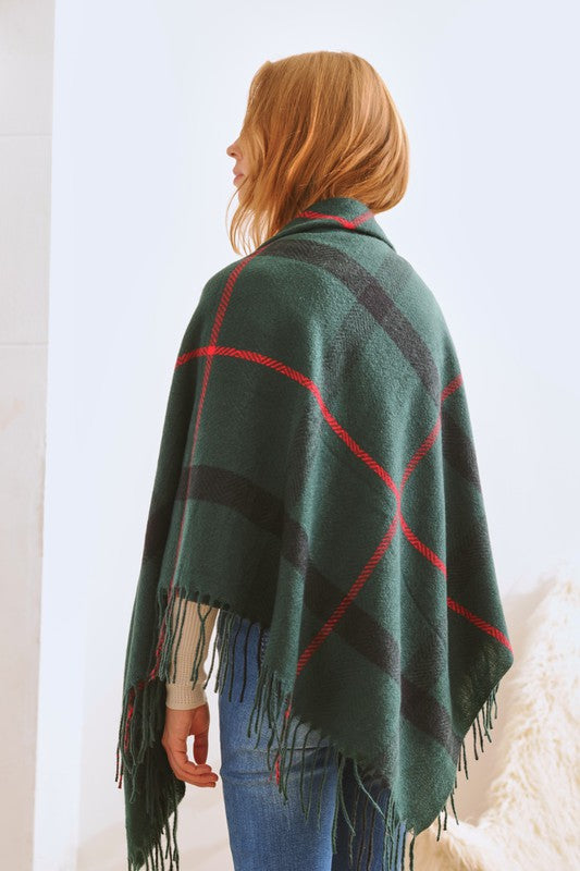 Plaid Square Fringe Shawl Scarf | Modern Boutique Fashion