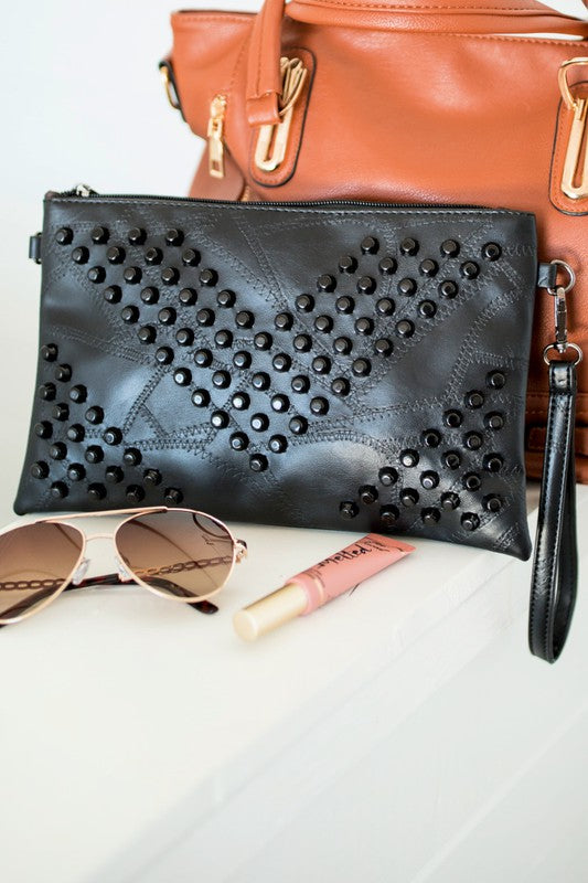 Skya Studded Hand Clutch Bag Handbag | Modern Boutique Fashion
