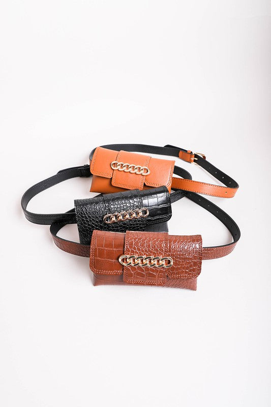Wide Clutch 6 Ring Chain Belt Bag | Modern Boutique Fashion