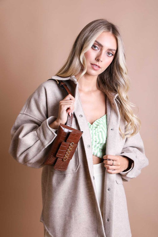 Wide Clutch 6 Ring Chain Belt Bag | Modern Boutique Fashion