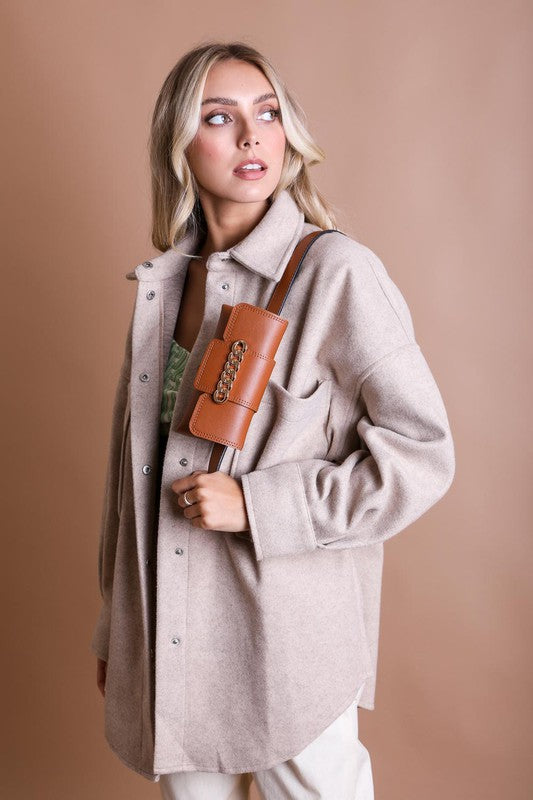 Wide Clutch 6 Ring Chain Belt Bag | Modern Boutique Fashion