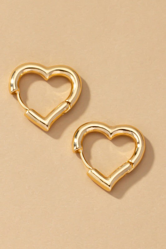 Heart Shape Hinged Huggie Hoop Earrings | Modern Boutique Fashion