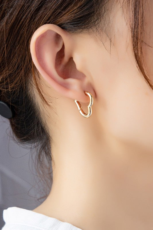 Heart Shape Hinged Huggie Hoop Earrings | Modern Boutique Fashion