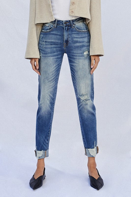 Raw Hem Boyfriend Jeans | Modern Boutique Fashion
