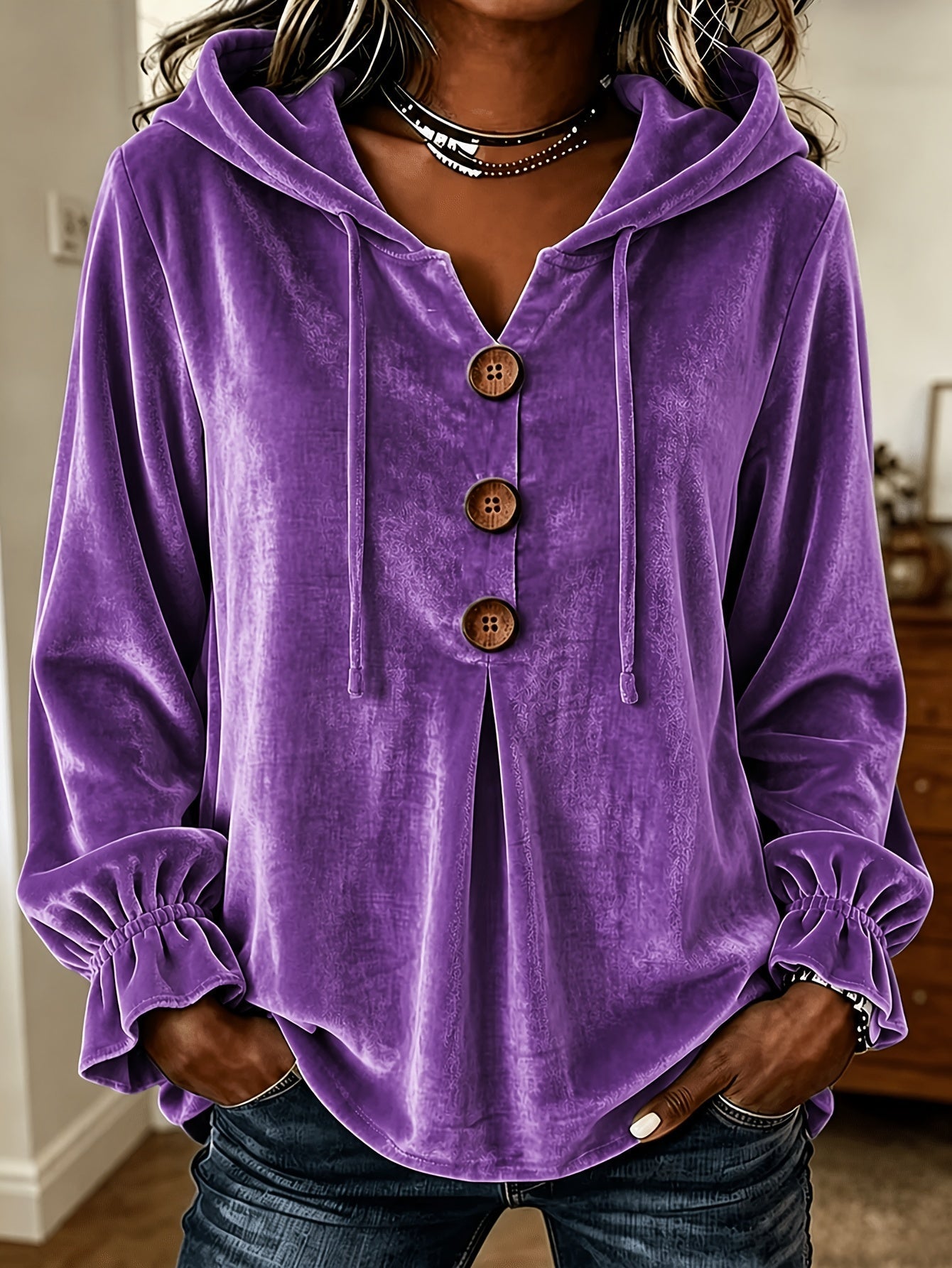Velvet Long Sleeve Blouse | 8 Colors | S–5XL