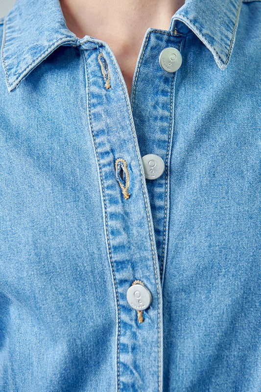 Vintage Roll Up Denim Short Romper | Modern Boutique Fashion