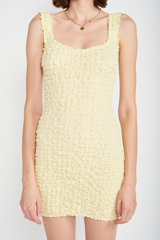 Smocked Open Back Mini Dress