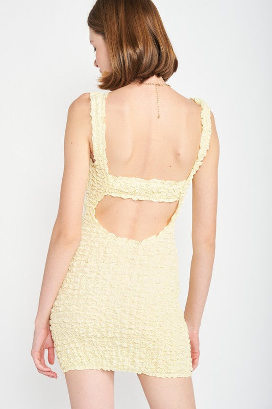 Smocked Open Back Mini Dress