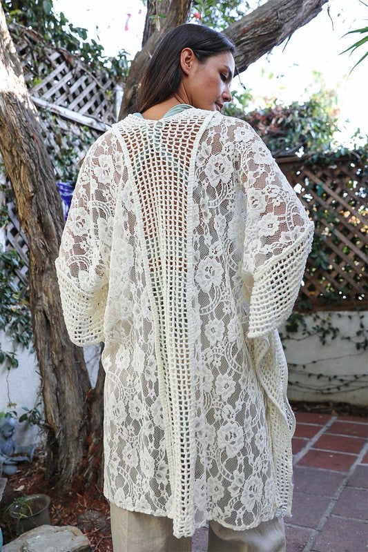 Floral Lace Textured Kimono | Modern Boutique Fashion