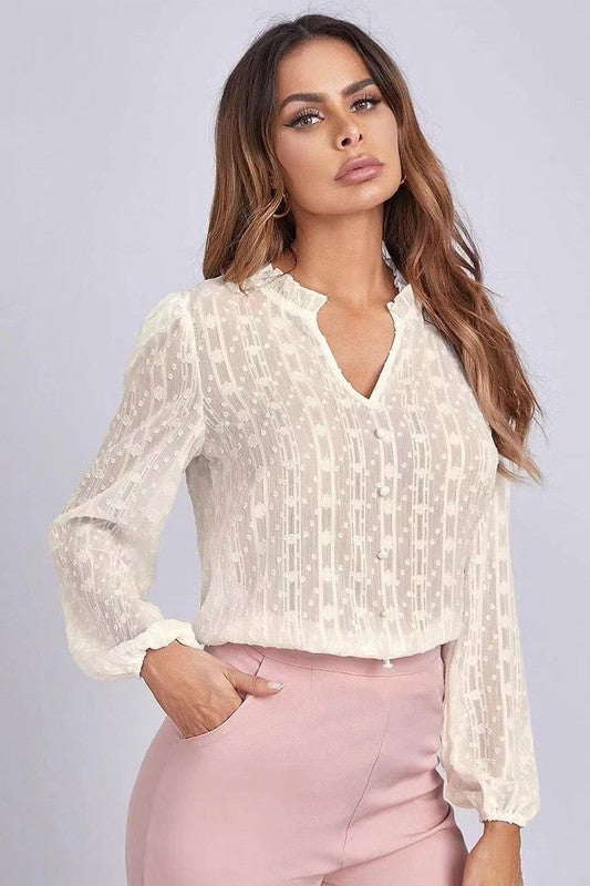 Long sleeve sheer blouse