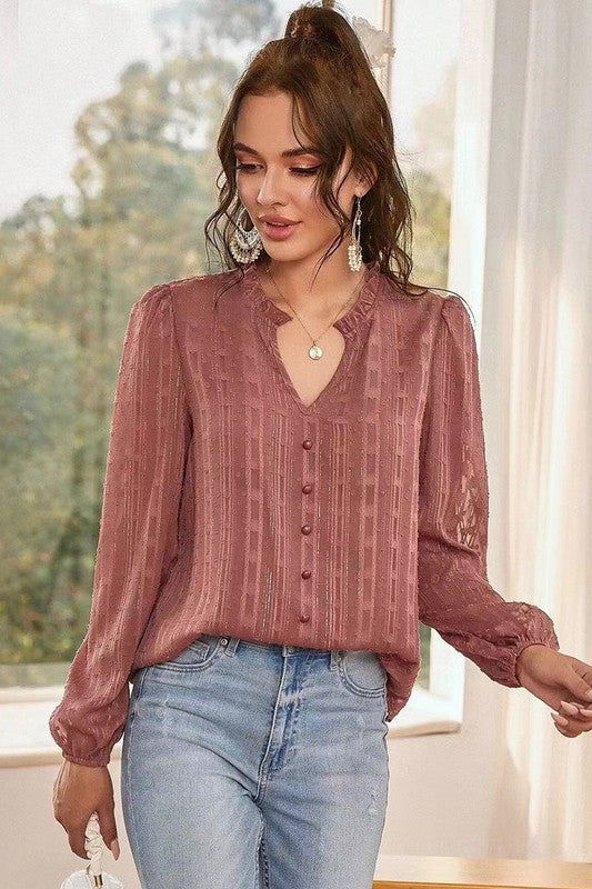 Long Sleeve Sheer Blouse