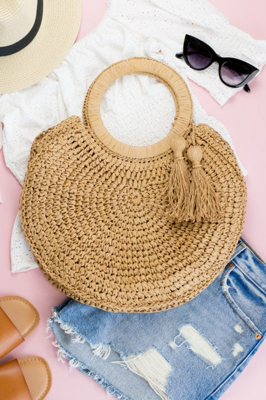 Straw Tassel O-Ring Tote | Modern Boutique Fashion