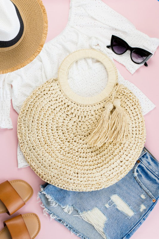 Straw Tassel O-Ring Tote | Modern Boutique Fashion
