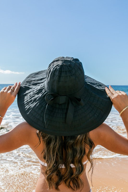 Classic Bow Accent Sunhat Extra Wide Brim | Modern Boutique Fashion
