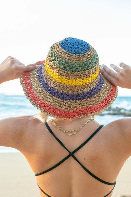 Rainbow Woven Straw Bucket Hat | Modern Boutique Fashion