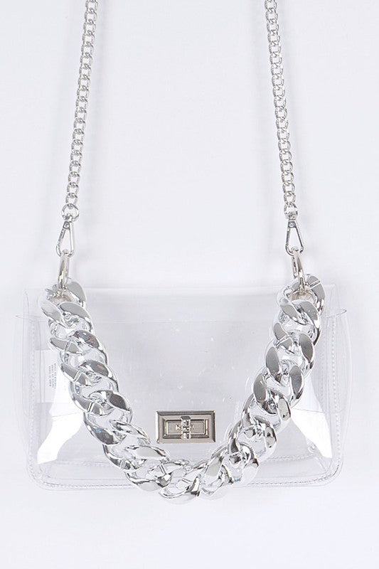 Chunky Chain Accent Clear Swing Stadium Bag