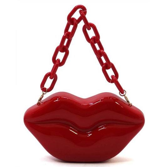 Acrylic Hard Case Lips Clutch Crossbody Bag | Modern Boutique Fashion
