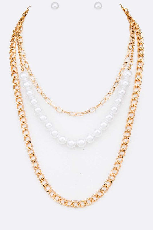 Layered Pearl Necklace Set