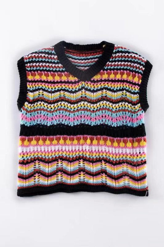 Multicolored Crochet Knit Vest | Modern Boutique Fashion
