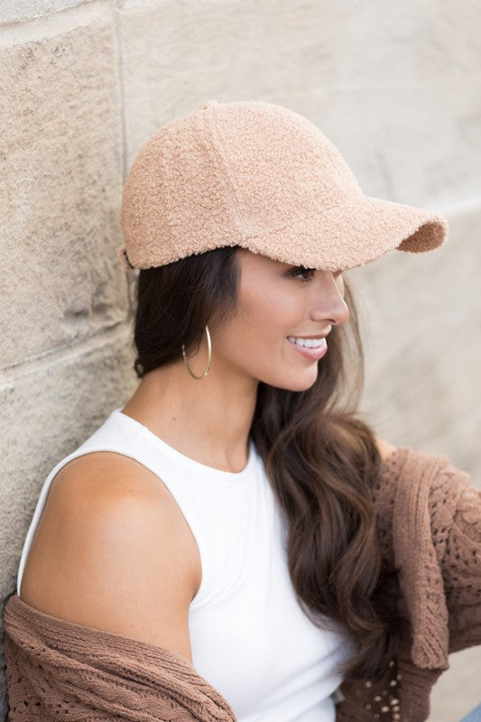 Boucle Sherpa Teddy Bear Knit Ball Cap | Modern Boutique Fashion