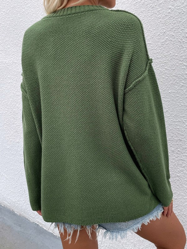 Women Long Sleeve Loose Fit Sweater | Modern Boutique Fashion